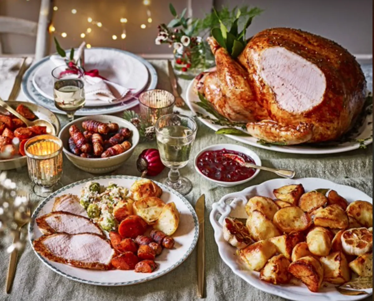 A variety of Christmas dishes on a table