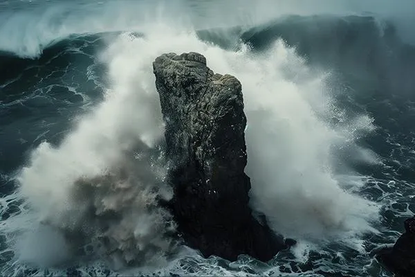 a rock in the sea surge