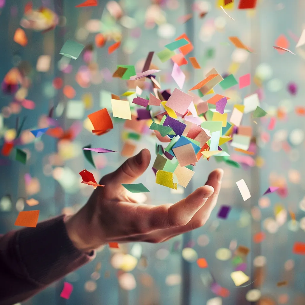 hand with confetti