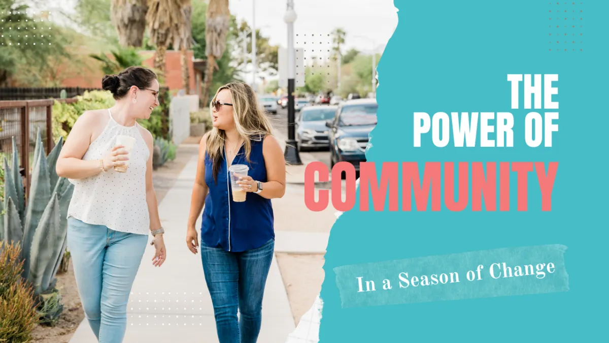 Two women walking in community