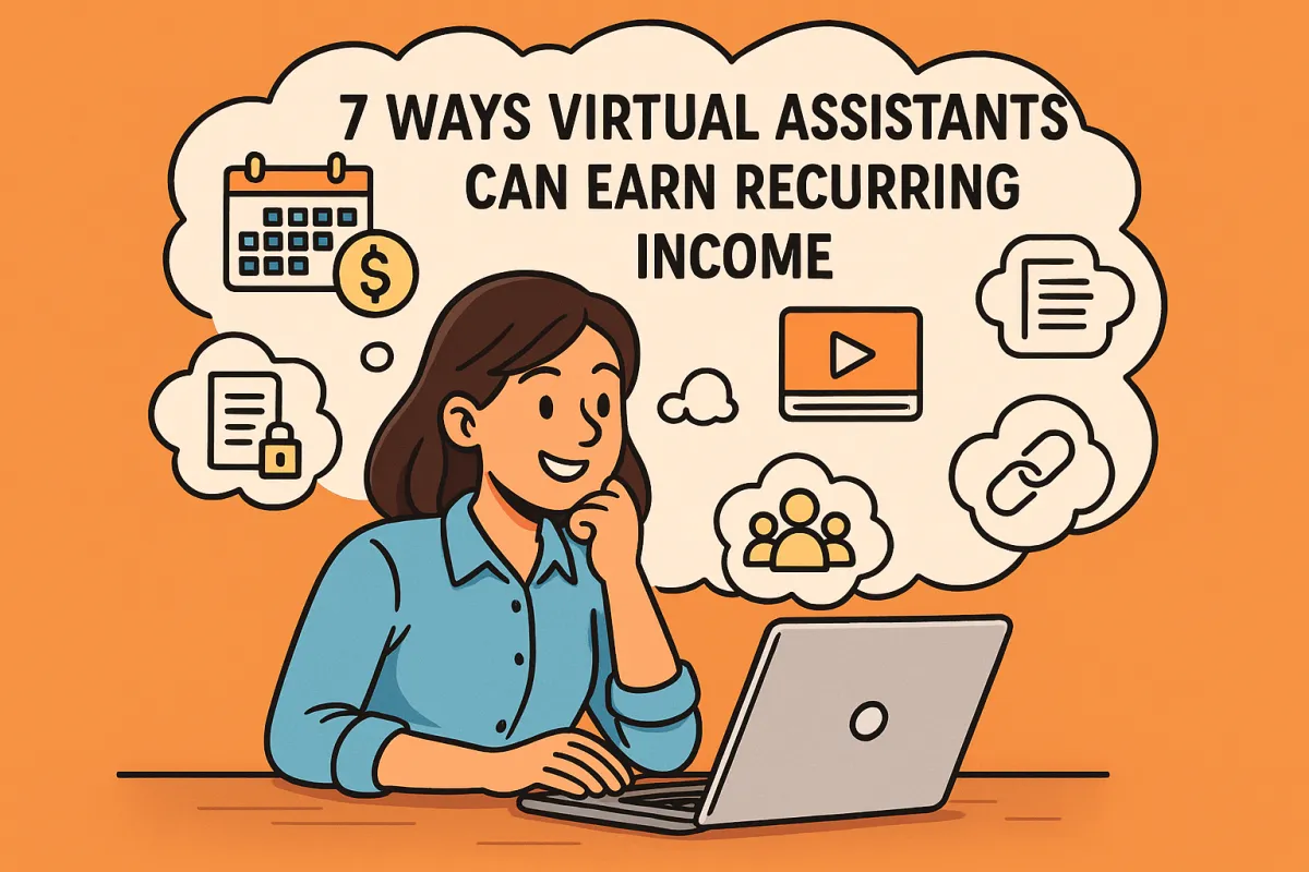 recurring income ideas for virtual assistants passive income for VAs affiliate programs for virtual assistants how to make money as a VA without more clients