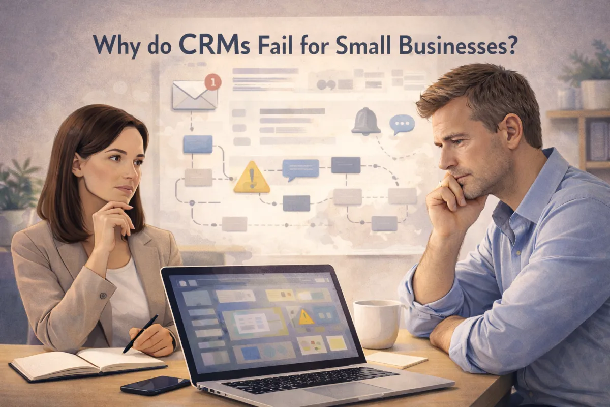why CRMs fail CRM failure in small businesses CRM systems not being used small business CRM problems CRM adoption issues CRM systems not being used