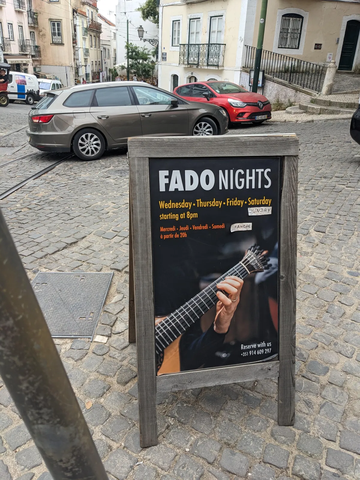 sign for 'Fado nights' a night of listening to Fado music