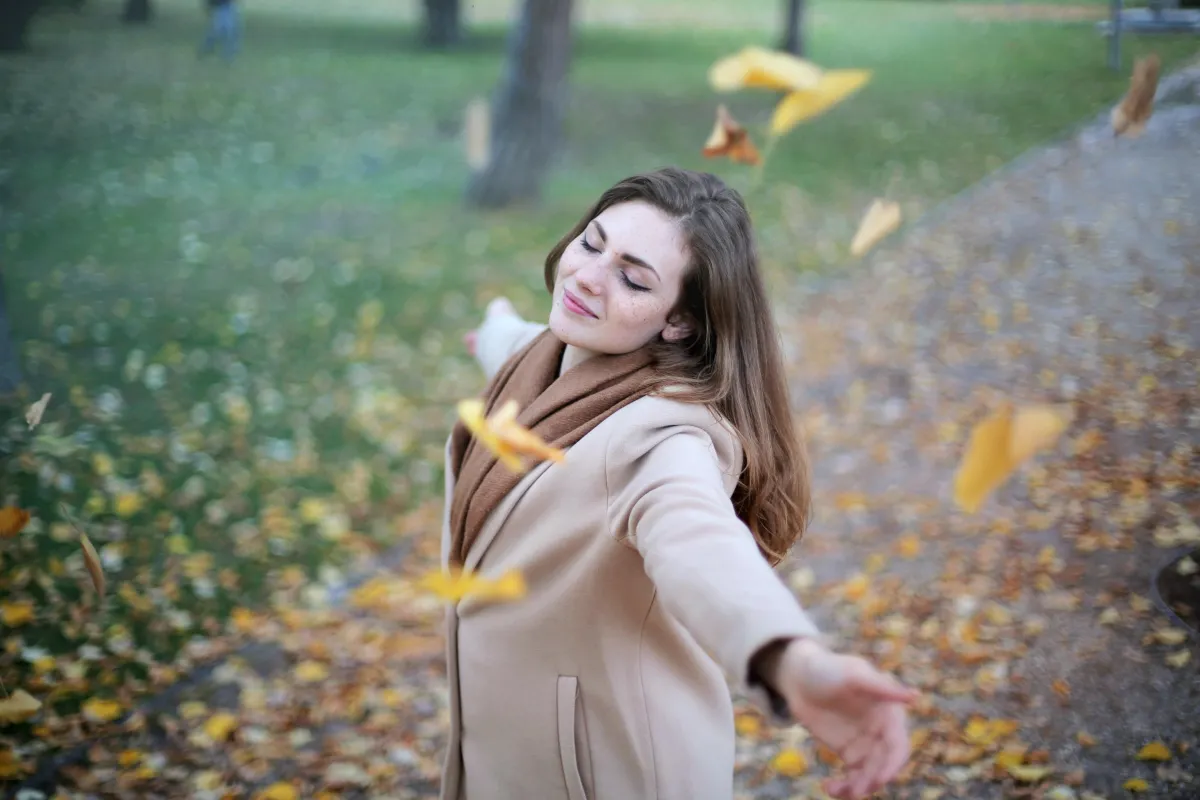 A women enjoying the rain