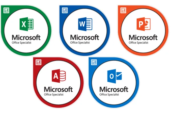 BowTIeLearning Logo with MIcrosoft Logos for Excel, Word, Access, PowerPoing and Outlook