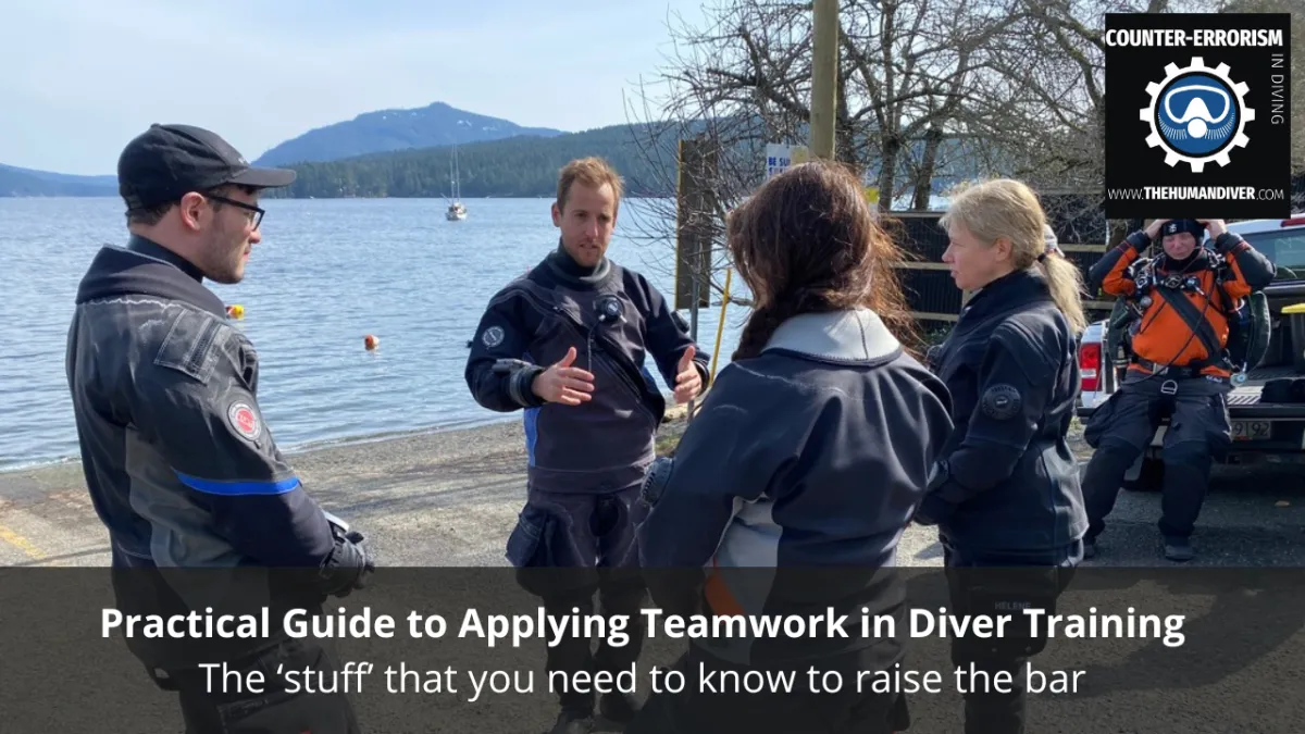 team of divers talking