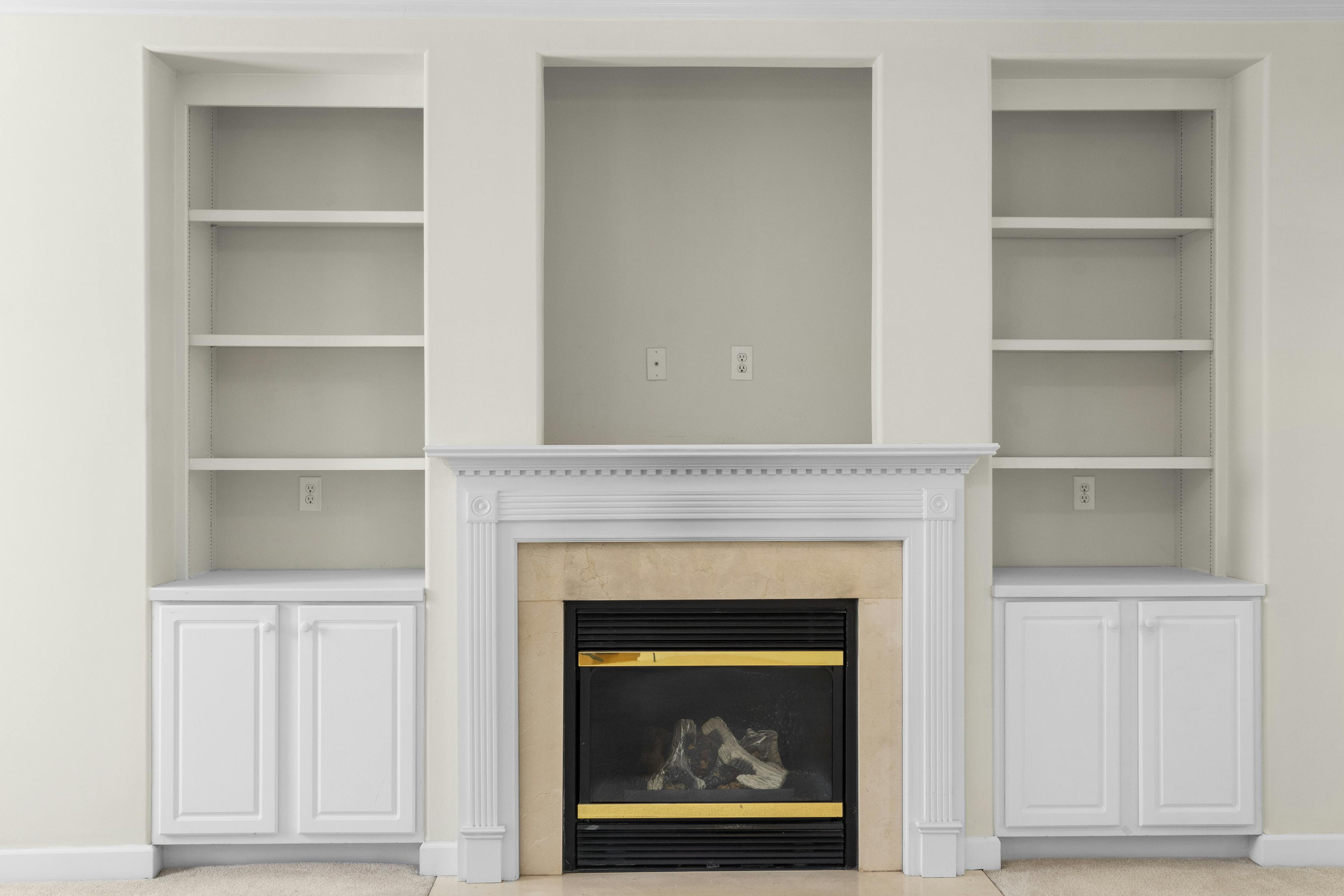 built in shelves on a wall