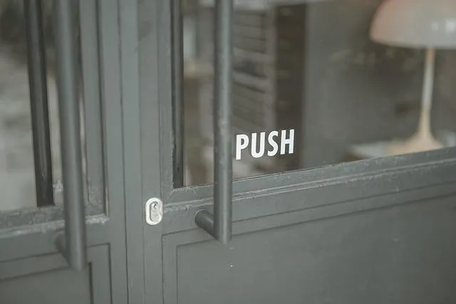Door with push sign