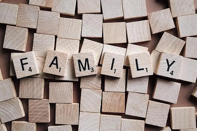 family scrabble pieces