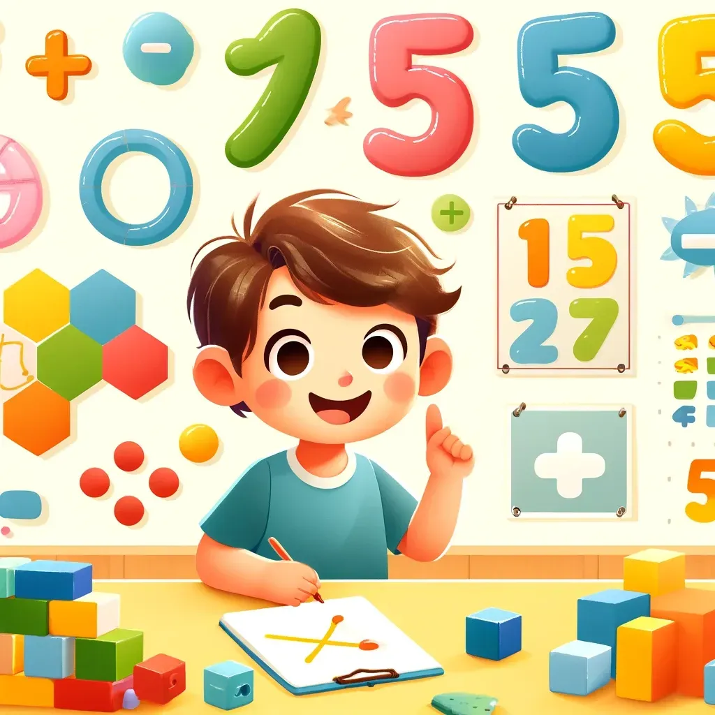 "A 3rd-grade student engaged in a math tutoring session, using visual aids and hands-on activities to improve their number sense and confidence."