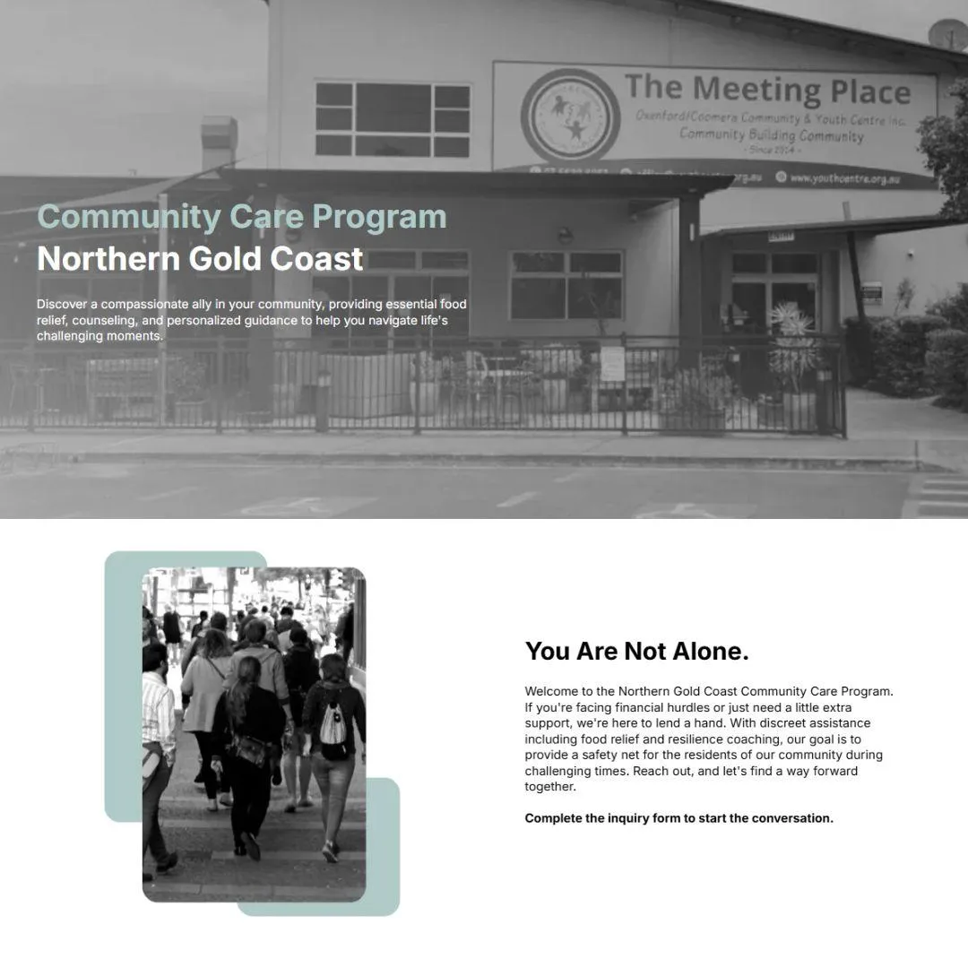 screenshot fo the landing page