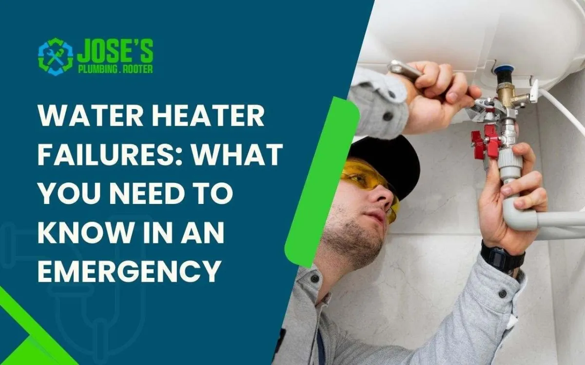 Plumber repairing emergency water heater failure