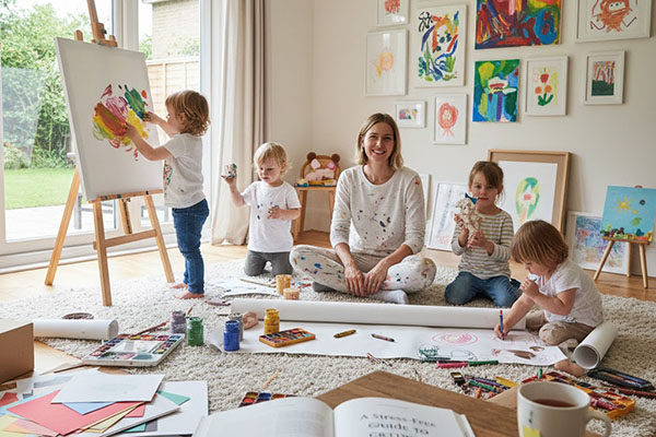 Relaxed family artwork experience creating calm and connection.
