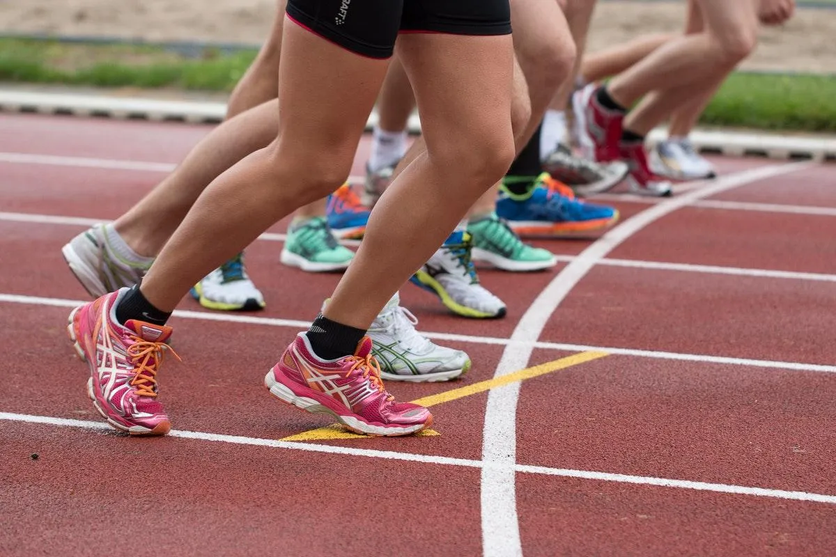 running shoes on track