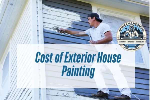 man painting the wall outside with a caption  Cost of Exterior House Painting