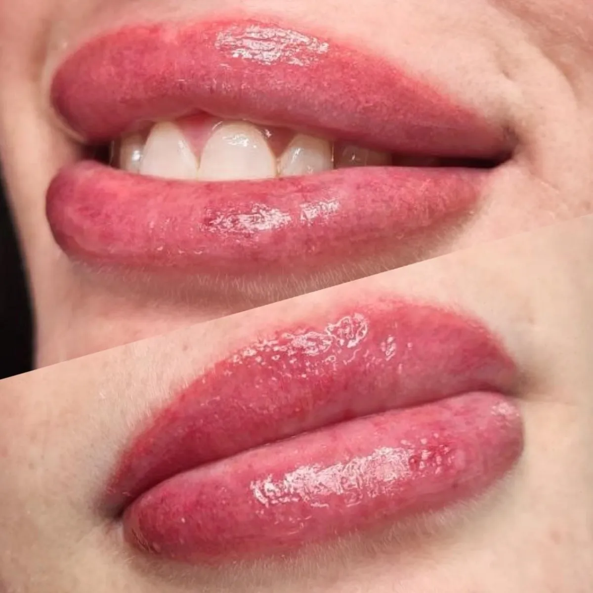 image of after lip blushing using pink colour @ feather touch aesthetics, Hobart Moonah