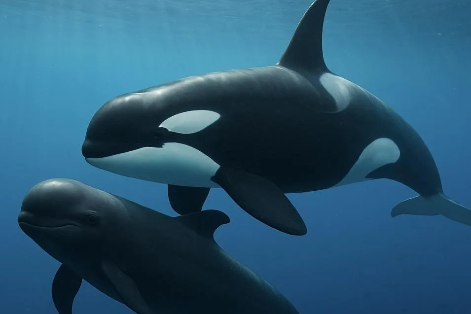 Pilot whale and killer whale