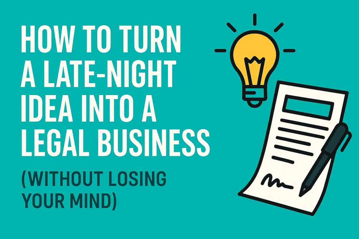 💡 How to Turn a Late-Night Idea into a Legal Business (Without Losing Your Mind)