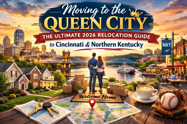 Moving to Cincinnati and Northern Kentucky relocation guide 2026 with Queen City skyline and relocation planning theme.