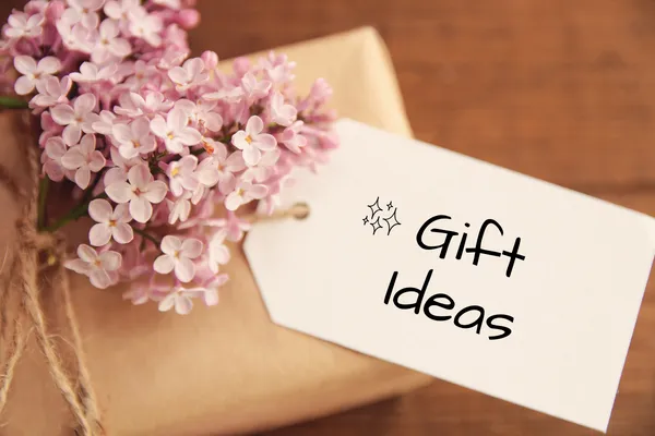 Titled "Gift Ideas" with images of a wrapped gift with pink flowers