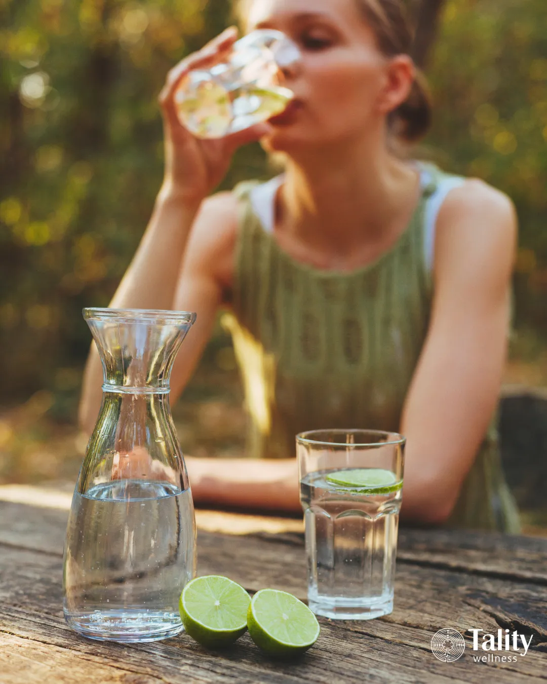 A person sitting at a table with a glass of water