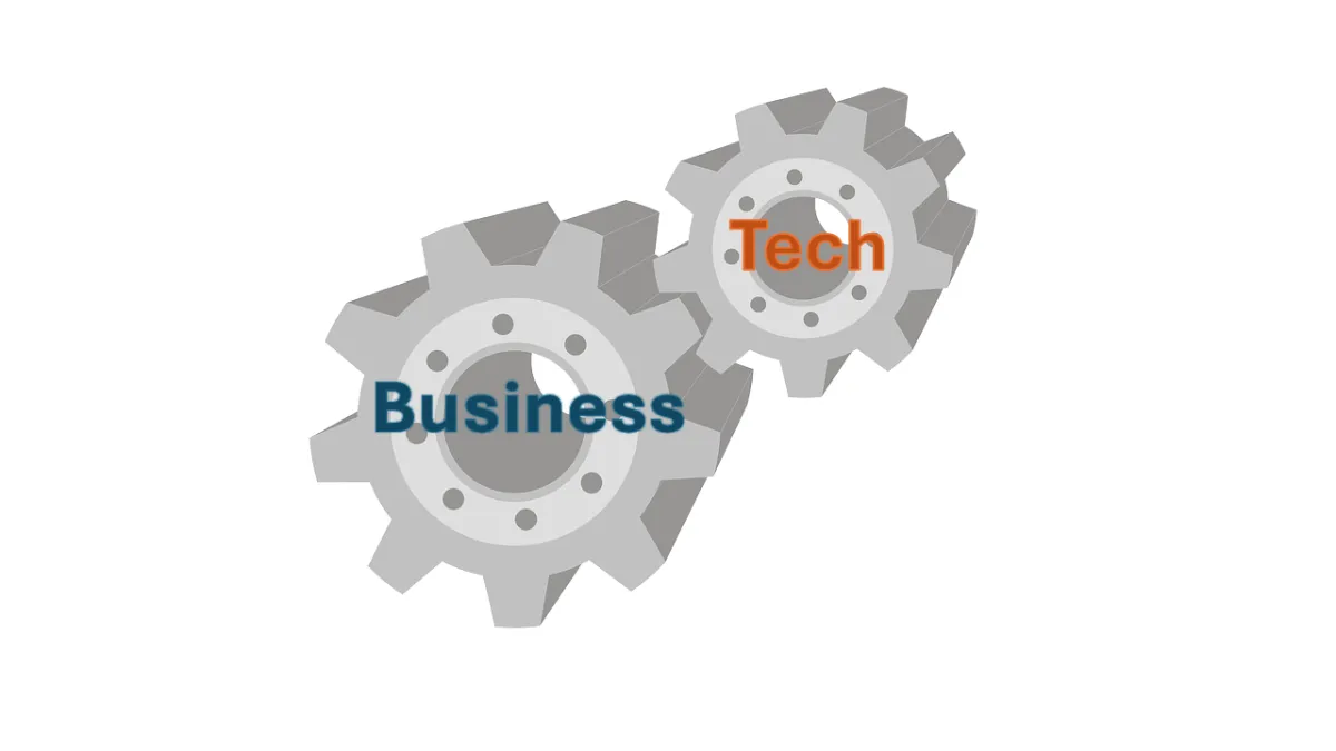 business and tech gears mesh