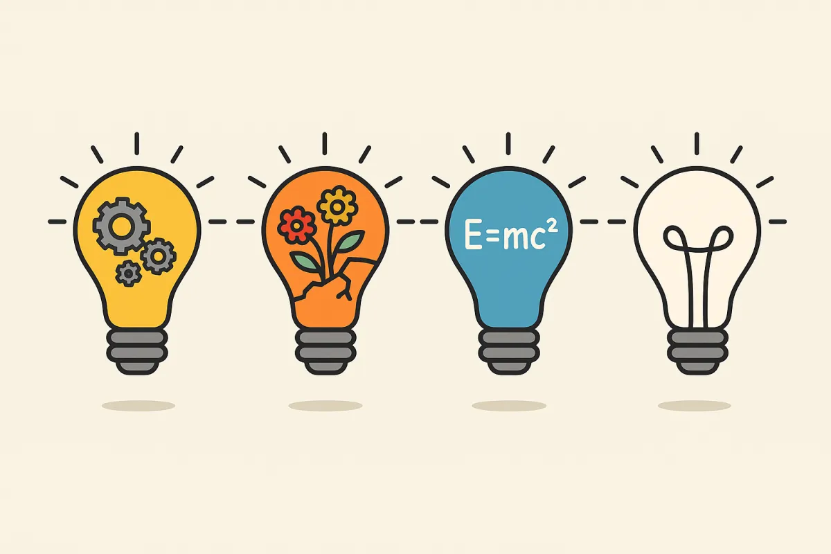 graphic of lightbulbs each with a different content pattern