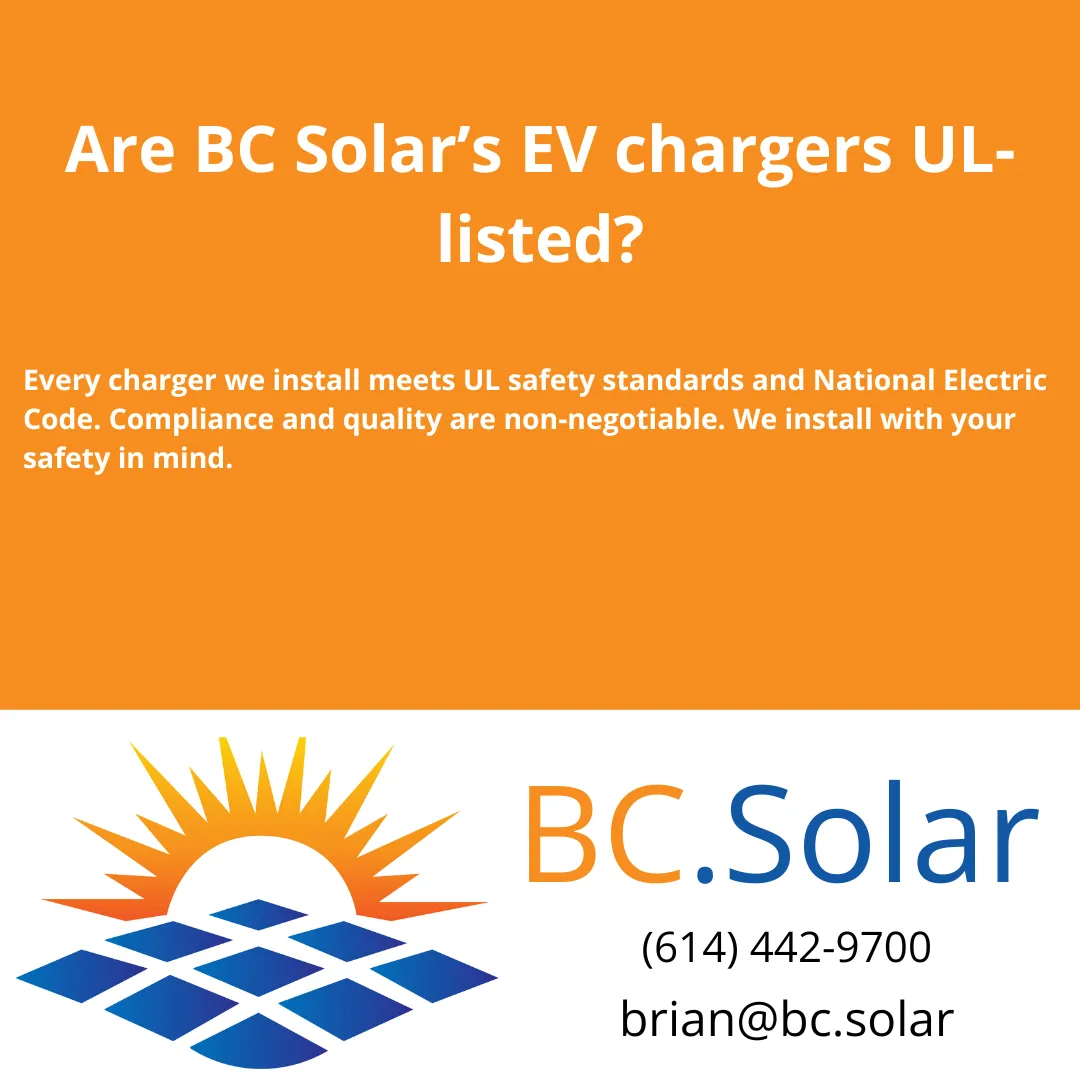 Are BC Solar’s EV chargers UL-listed?