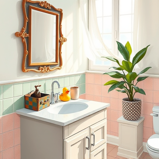 A luxurious Baroque-inspired bathroom interior featuring ornate marble columns, gilded accents, and swirling rococo wall motifs, centered around a vintage clawfoot bathtub with swirling brass fixtures illuminated by warm, soft lighting. Around the tub are elegantly displayed engraved wrenches, vintage pipe wrenches, and detailed plumbing diagrams on a gilded tray, adding an artisan touch. Playful, tiny plumbing pipes with mischievous faces peek from behind fixtures, emphasizing personable craftsmanship. The background showcases richly decorated tiling inspired by Weatherford, Texas’ historic architecture, in deep gold, rich browns, and emerald green hues, creating a warm, trustworthy atmosphere. The scene includes elements of a classic Baroque setting: vaulted ceilings, elaborate crown moldings, and ornate mirrors, with a window revealing a painted, stormy medieval sky outside, hinting at Weatherford’s rugged charm. Overall, the scene exudes luxury, skill, and reliability, emphasizing high-quality bathroom renovation services with vintage charm and attention to detail.