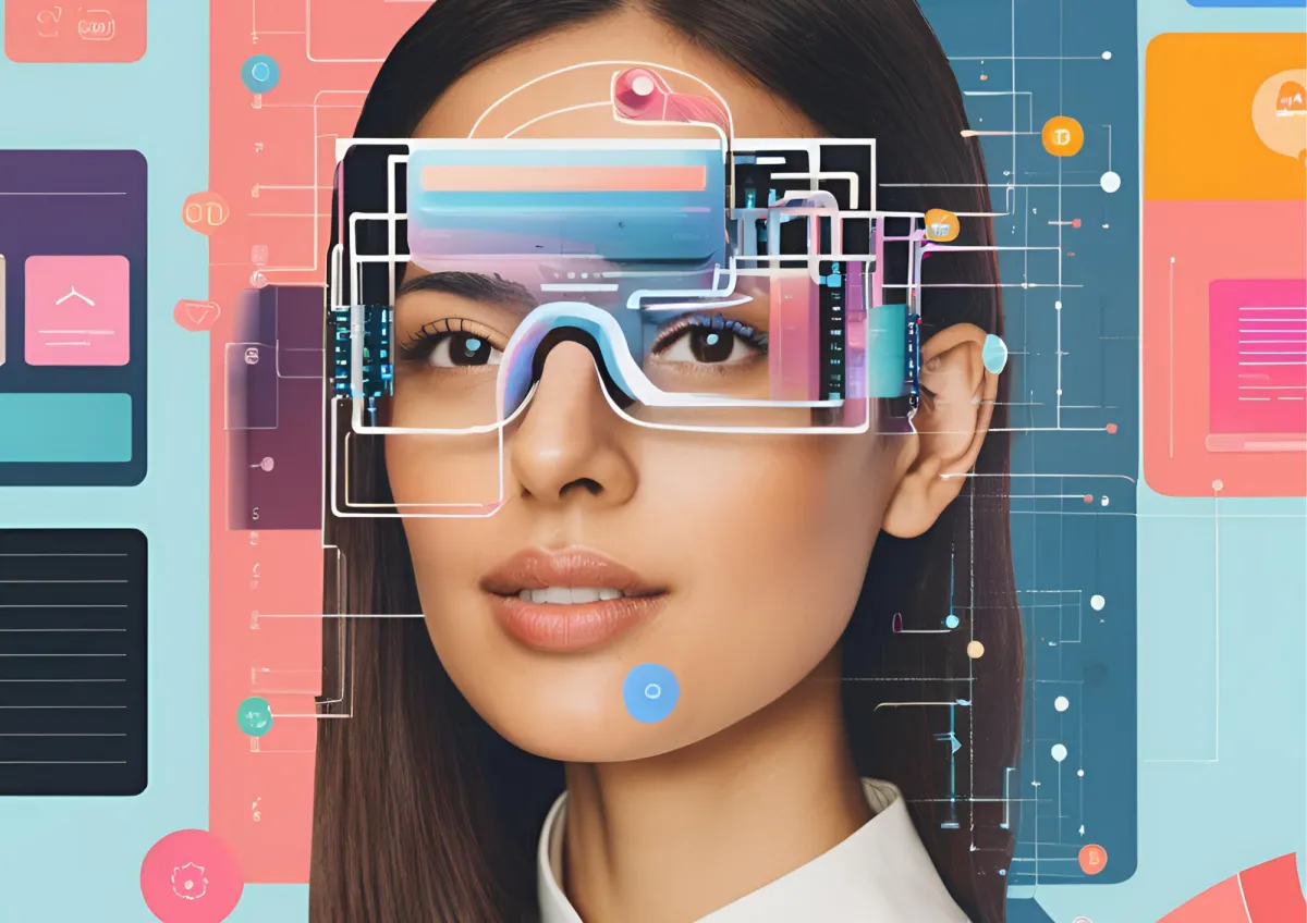 "Cover image for ' 'Web Design Meets AI: Crafting Attractive and Functional User Interfaces,' featuring a modern digital interface with AI elements, such as algorithmic patterns and machine learning icons, combined with sleek web design aesthetics."