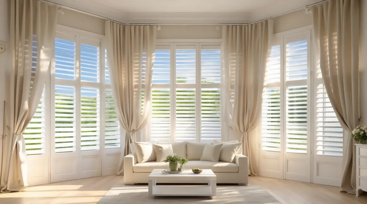 plantation shutters with curtains