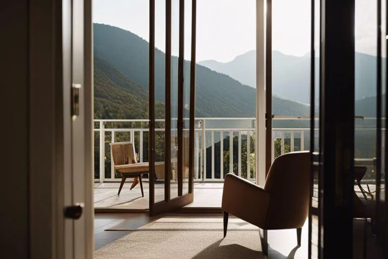 a hotel room in a picturesque locationlocation