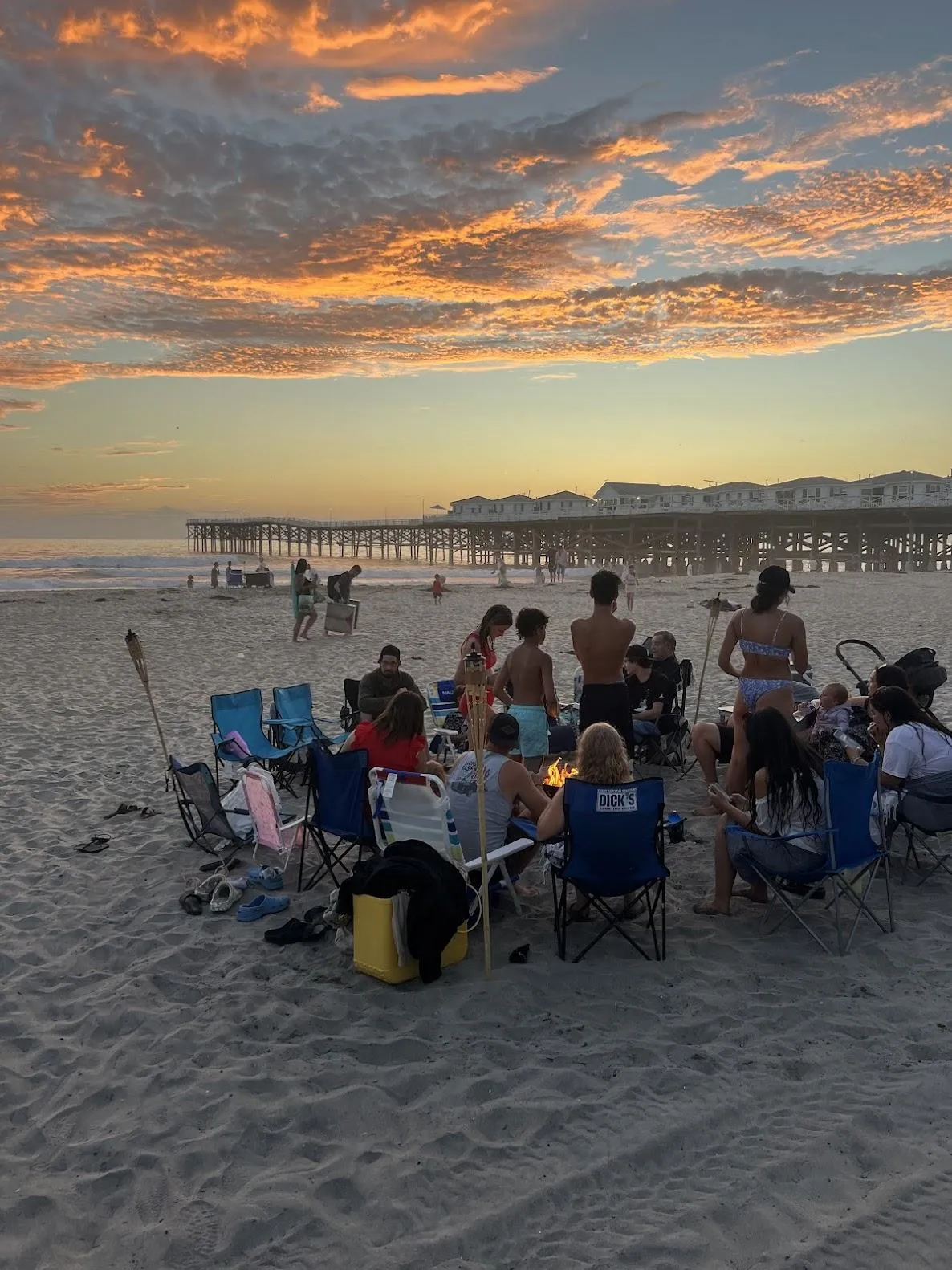 Family Bonfire setup in Pacific Beach with delivery and pickup