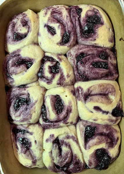 Sourdough Living, sweet rolls, blueberry, Easter