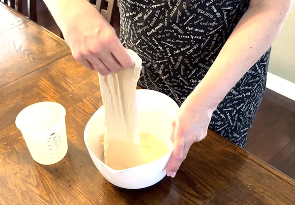 stretch and folds, sourdough, sourdough living, building dough strength