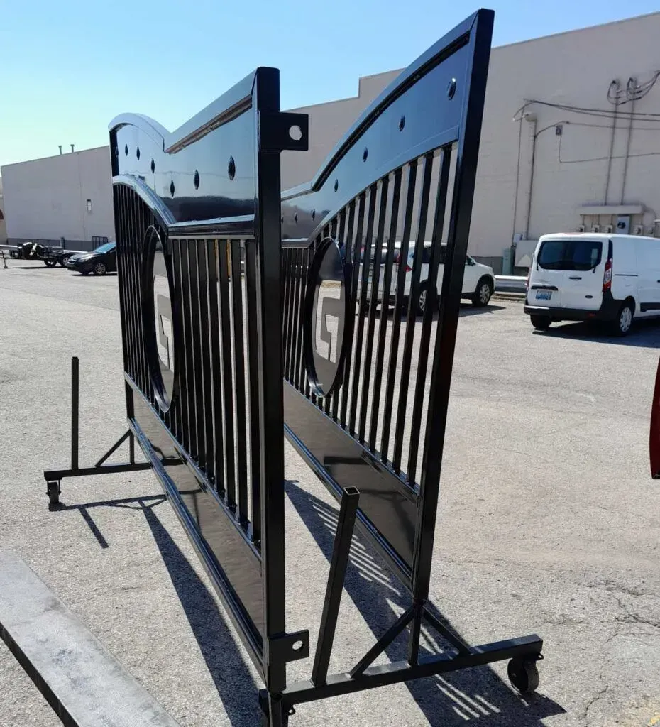 Delivering a traditional driveway gate that was powder-coated black
