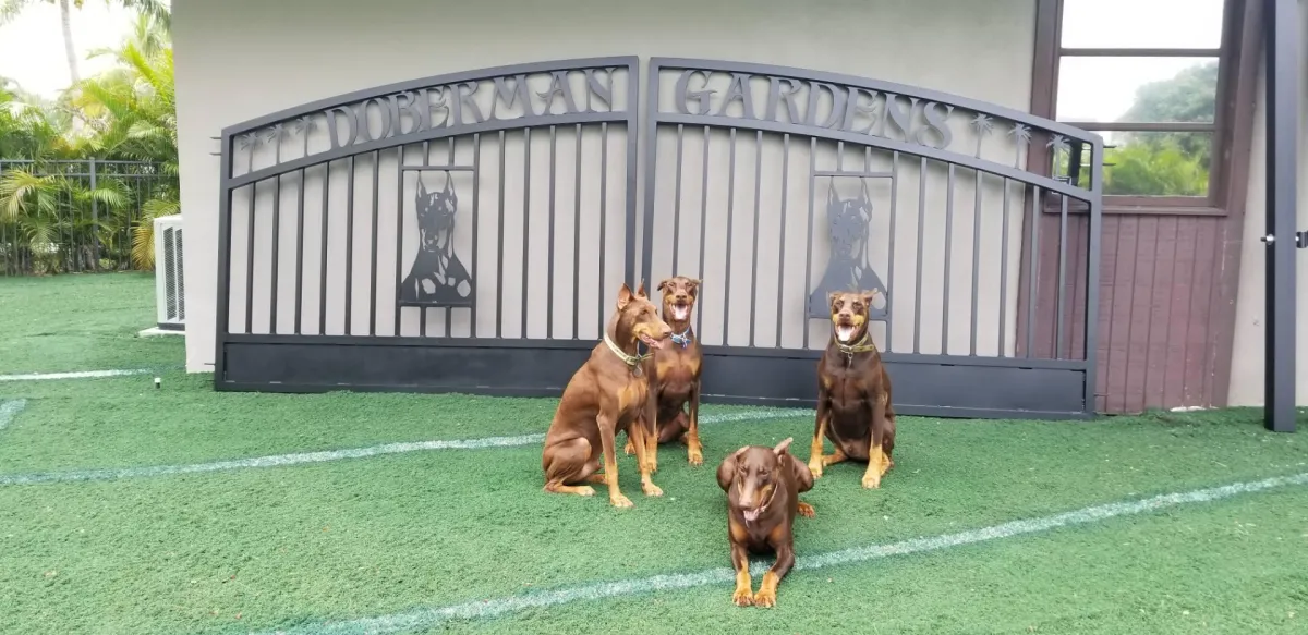 Dog themed ranch driveway gate