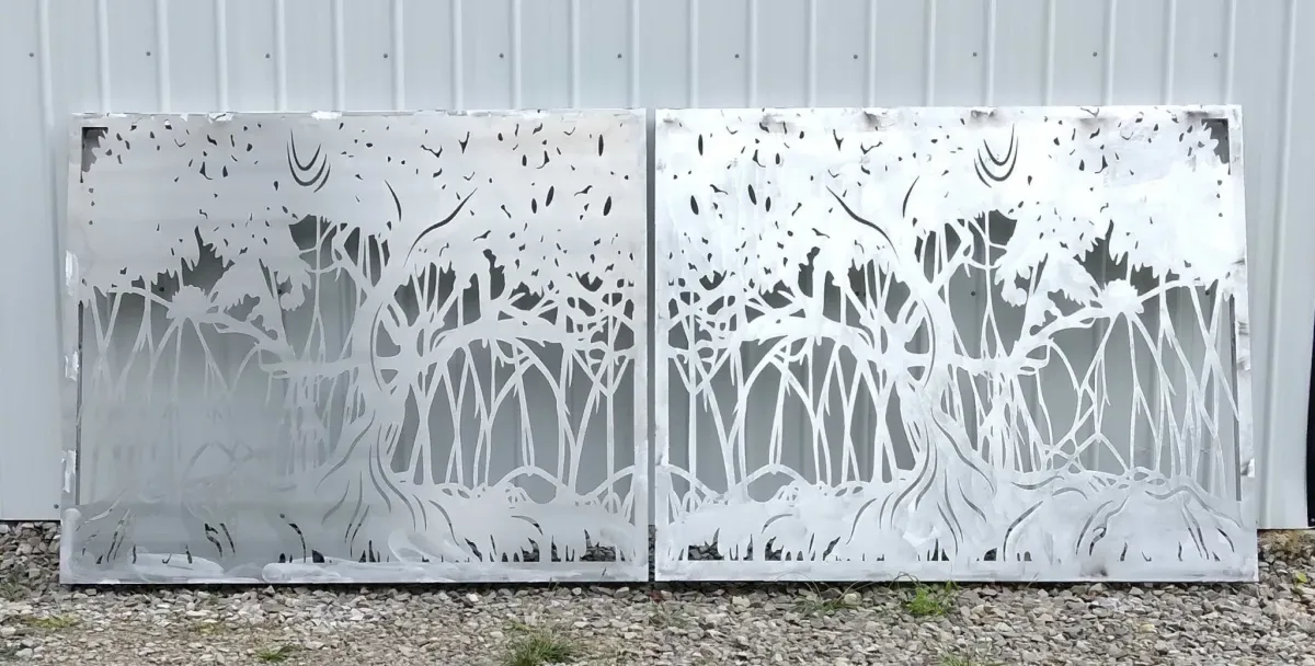 Laser cut gates with mangrove tree design