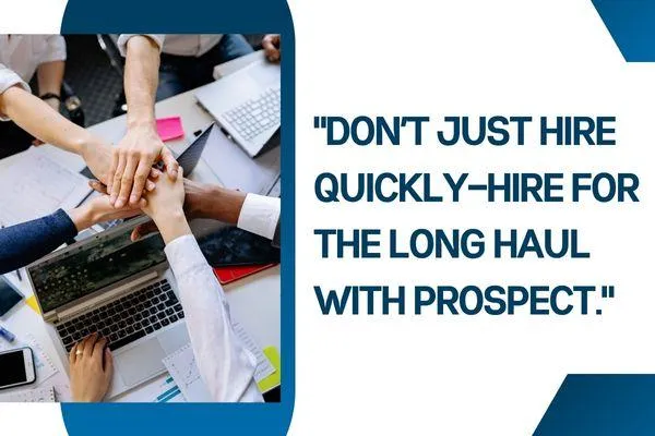 HR manager shaking hands with a new hire in a bright office, both smiling and confident.