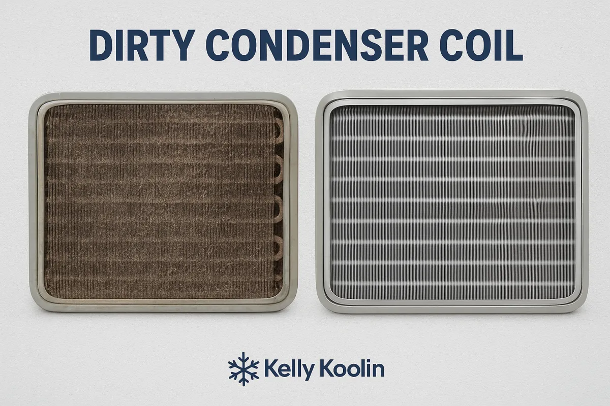 showing difference between dirty ac unit coil and clean 