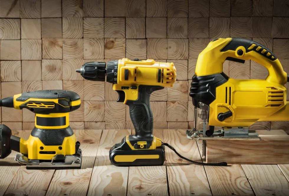 Used DeWalt power tools displayed in a pawn shop setting