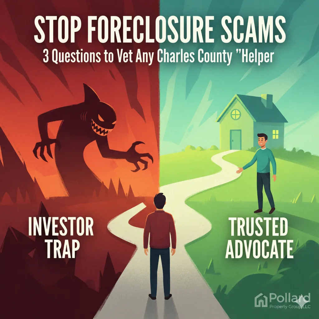 Investor or Advocate? 3 Critical Questions to Vet Your Foreclosure Prevention Expert in Charles County.
