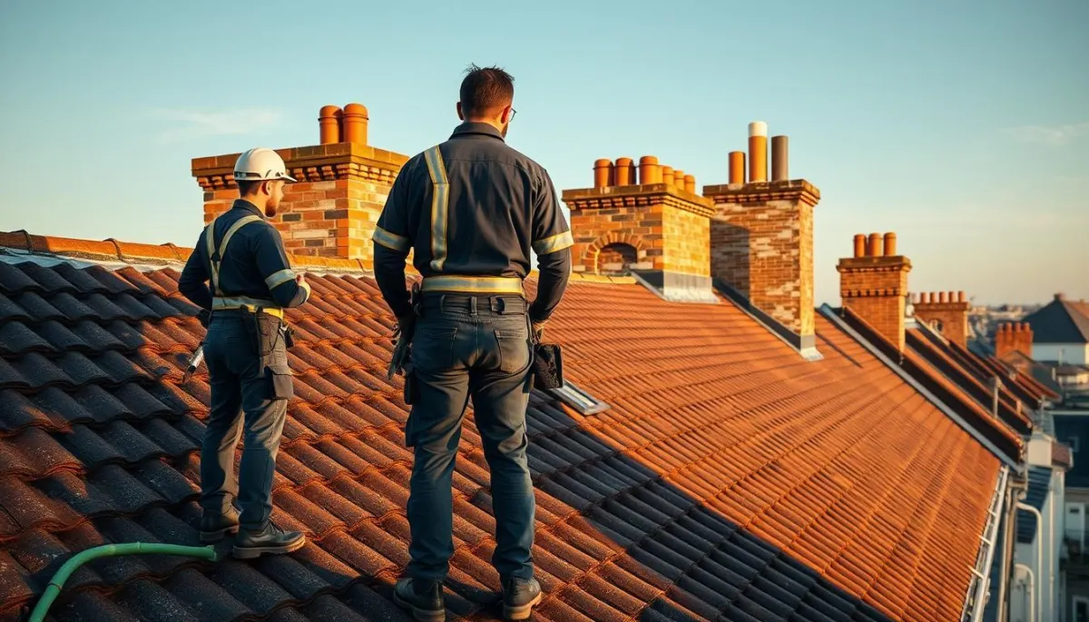 Dublin roof specialists roofers overlooking Dublin city from a Dublin roof repair instpection