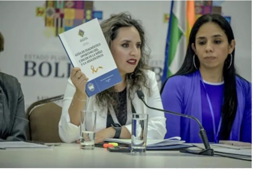 Participantes del Seminario Nacional de Actualización en Cáncer Infantil y Adolescente, organizado por el Ministerio de Salud de Bolivia.