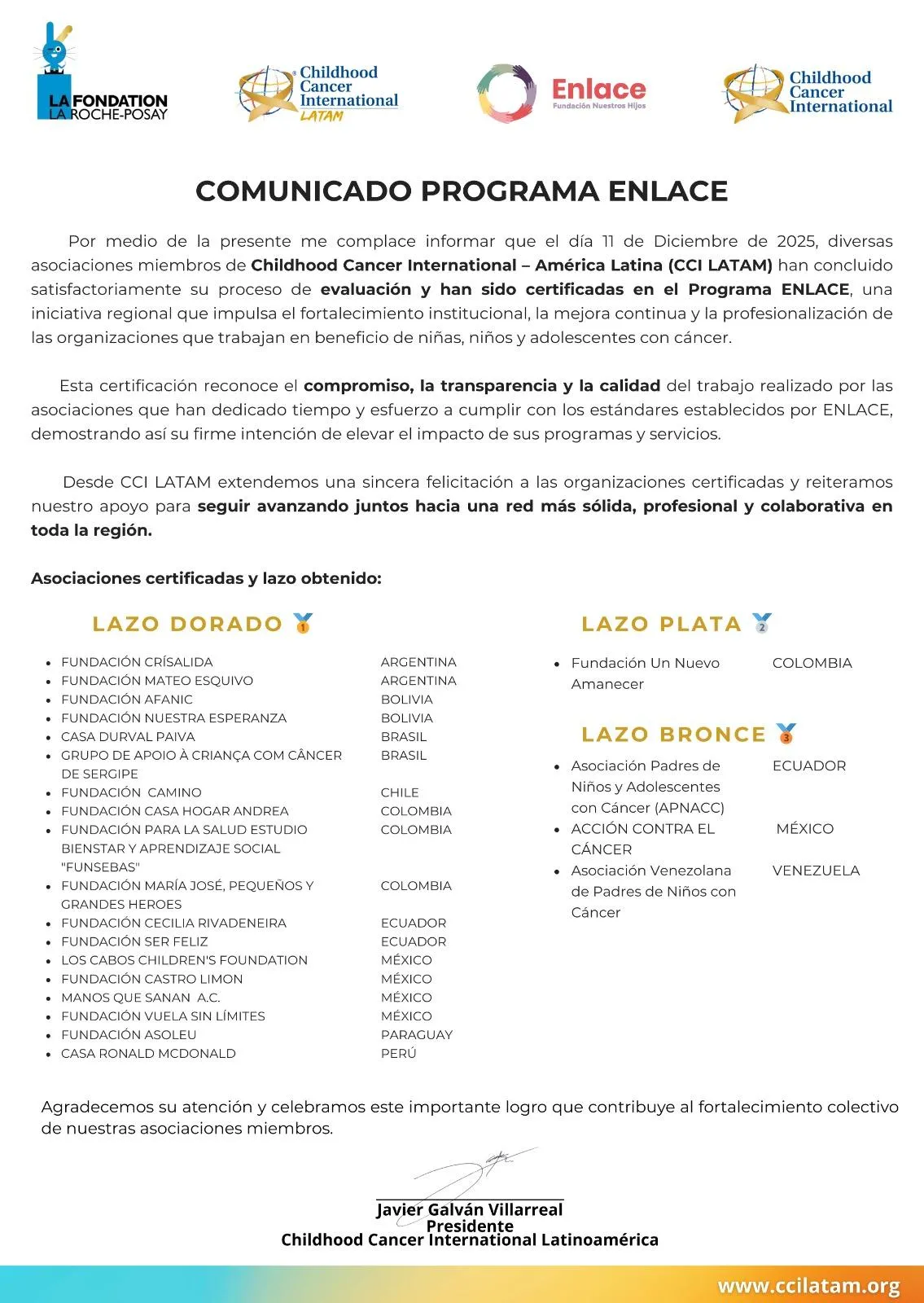 Certificaciones del Programa ENLACE 2025: Un paso firme hacia una red más fuerte en América Latina