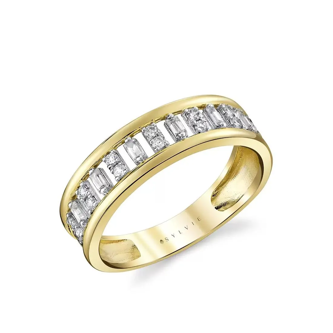 Éternelle Open Alternating Round and Baguette Diamond Ring