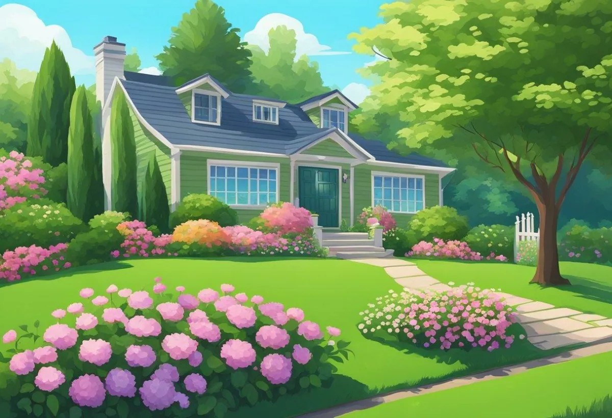 A house with a big front yard
