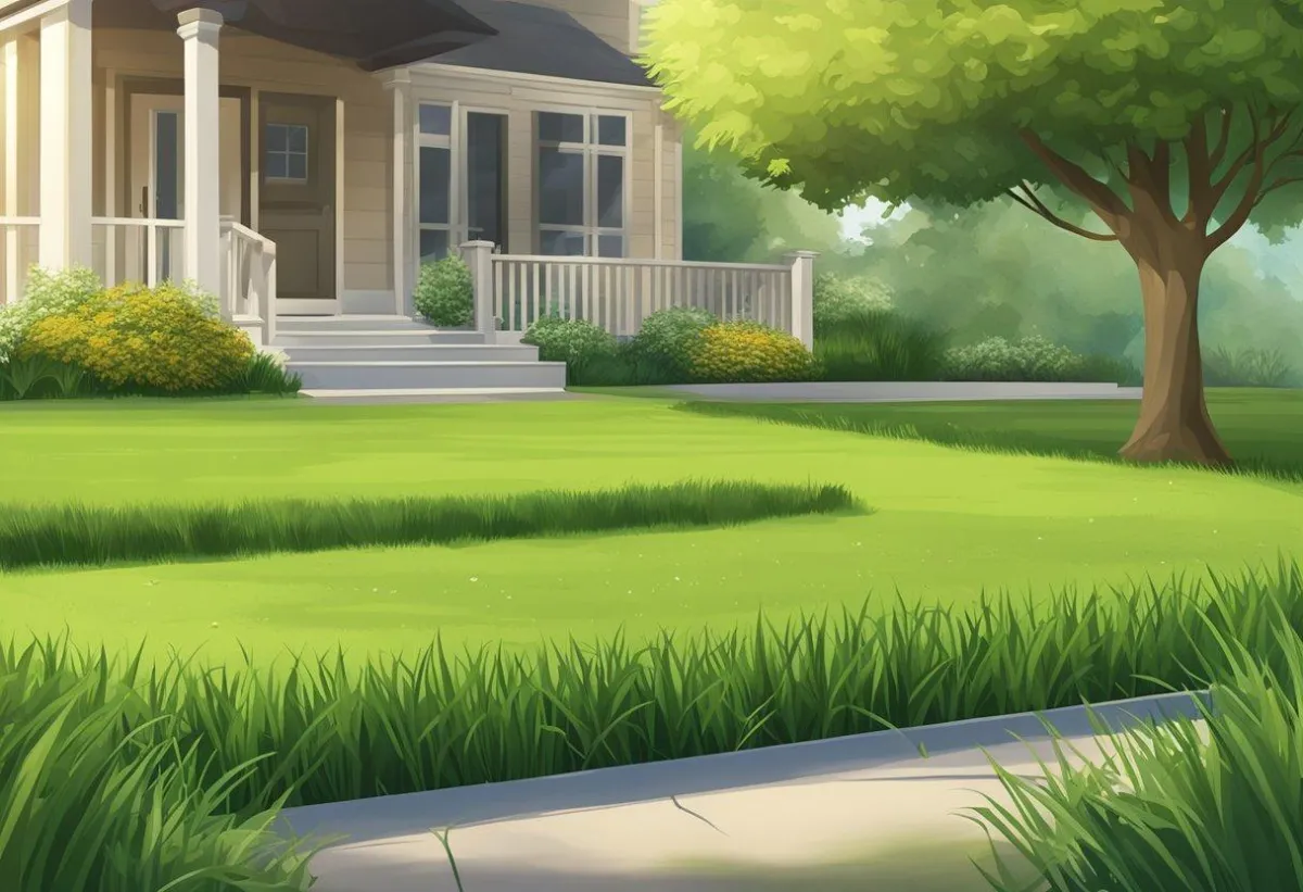 A lawn over the house