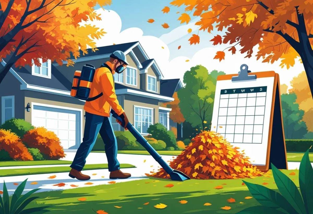 A guy using a leaf blower
