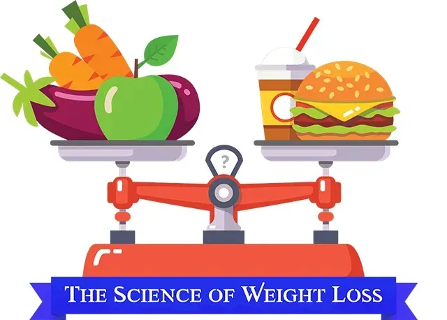 The Science of Weight Loss - Scale balancing Healthy and Unhealthy Food